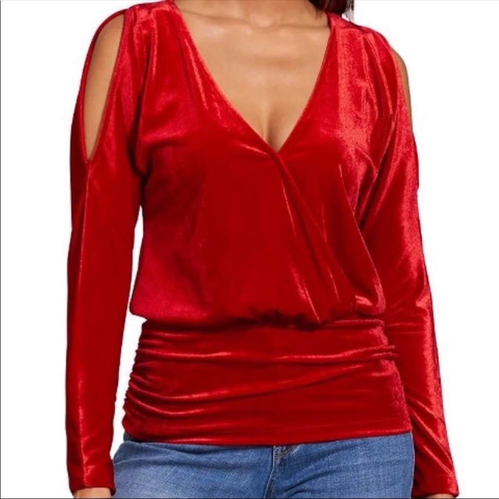 Boston proper black velvet deep v top NWOT
